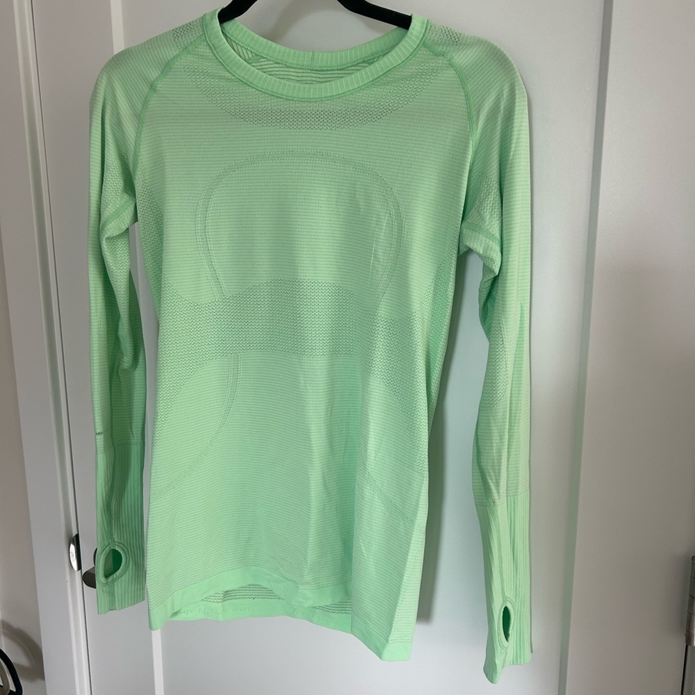 Lululemon swiftly tech long sleeve. Lime/melon green. Size 8